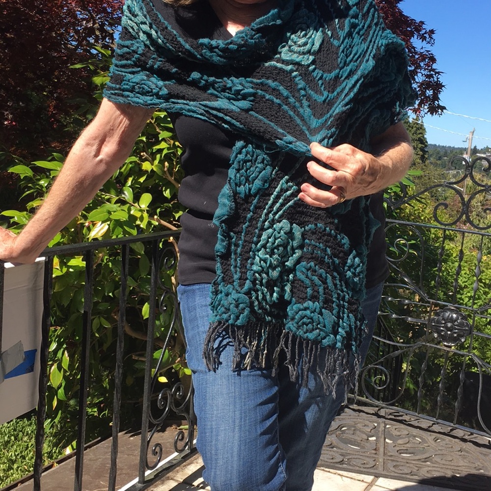 Extra long turquoise scarf